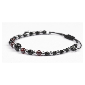 Bransoletka celebrytka czarny TURMALIN GRANAT HEMATYT ochrona i siła